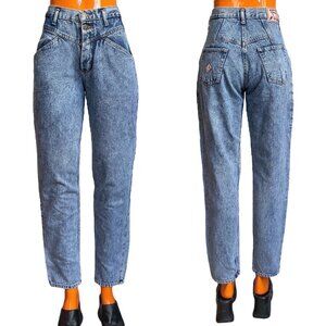 80s vintage Highwaisted Acidwash Jeans No Excuses Stonewash Panel Relaxed Taper.